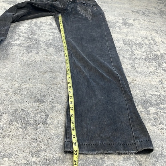 NWT One Teaspoon Tough Guys Jeans Basalt Black Distressed Wide Leg Sz 26 - Picture 9 of 10